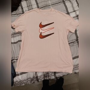 Nike Pink Short Sleeve Tee with Brown and Orange Logo